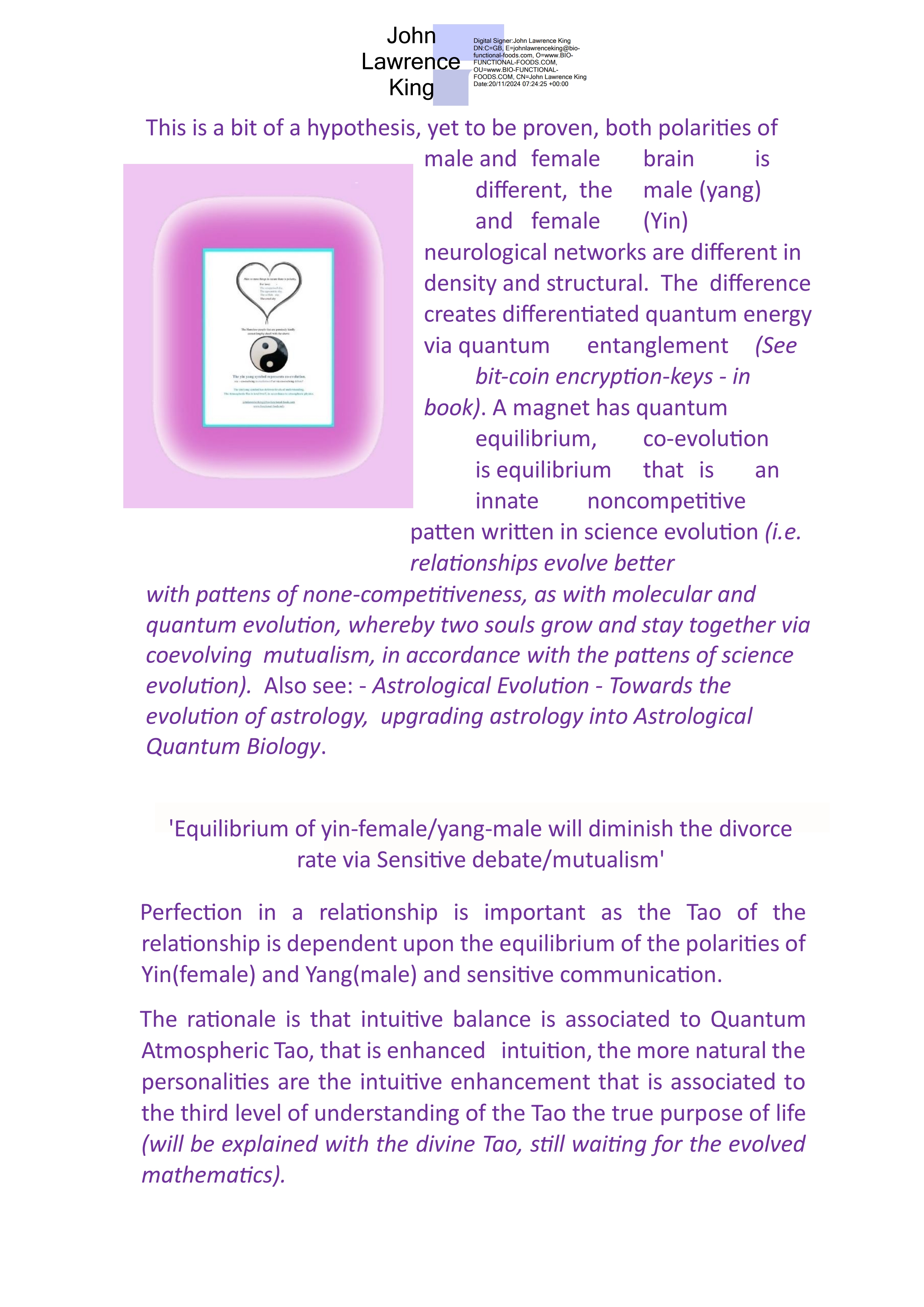 The perfect relationship and the patterns of science evolution The perfect relationship and the patterns of science evolution